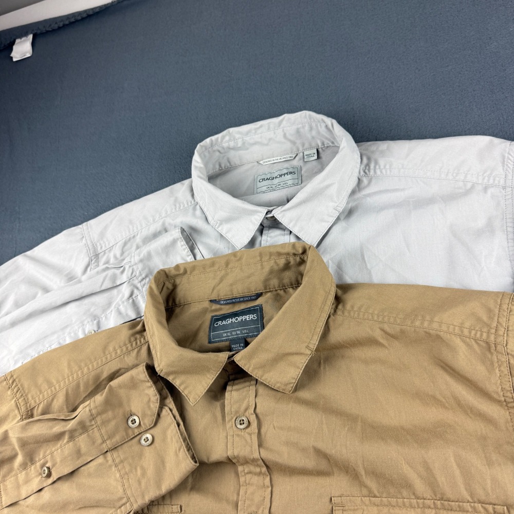 Craghoppers Shirt Mens XL Beige Brown SolarShield Hiking Outdoor Fishing Lot 2
